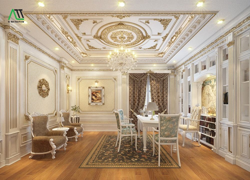 Gợi ý cách trang trí phào chỉ cho phòng khách tân cổ điển