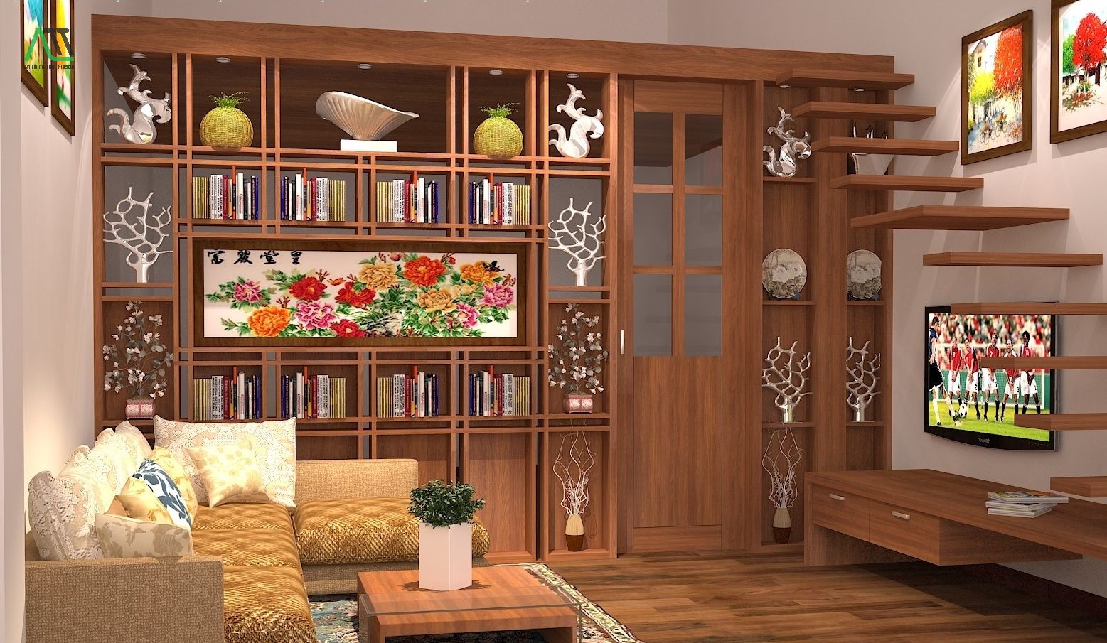 mẫu lam gỗ phòng khách đẹp