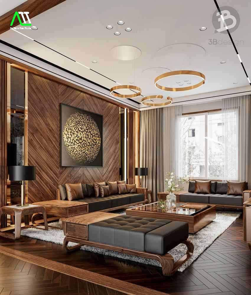 Gợi ý mẫu tấm gỗ ốp tường phòng khách đẹp