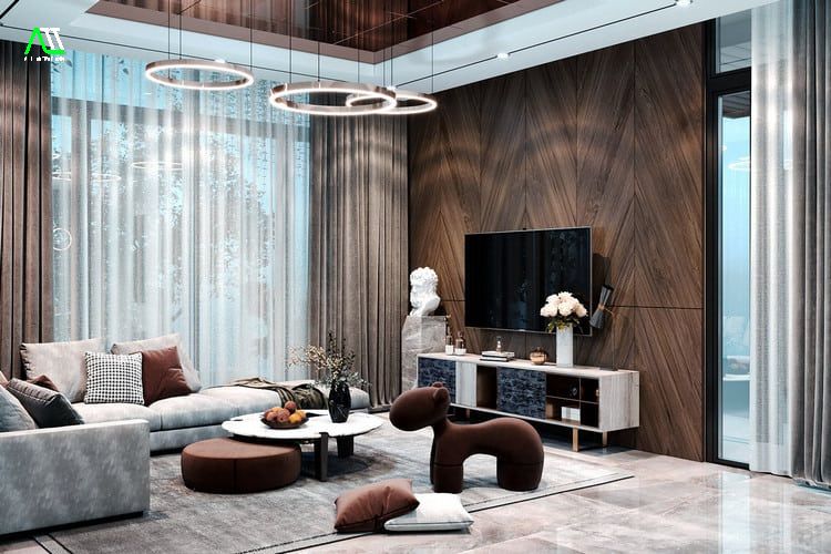 Các vị trí thường sử dụng gỗ ốp tường phòng khách