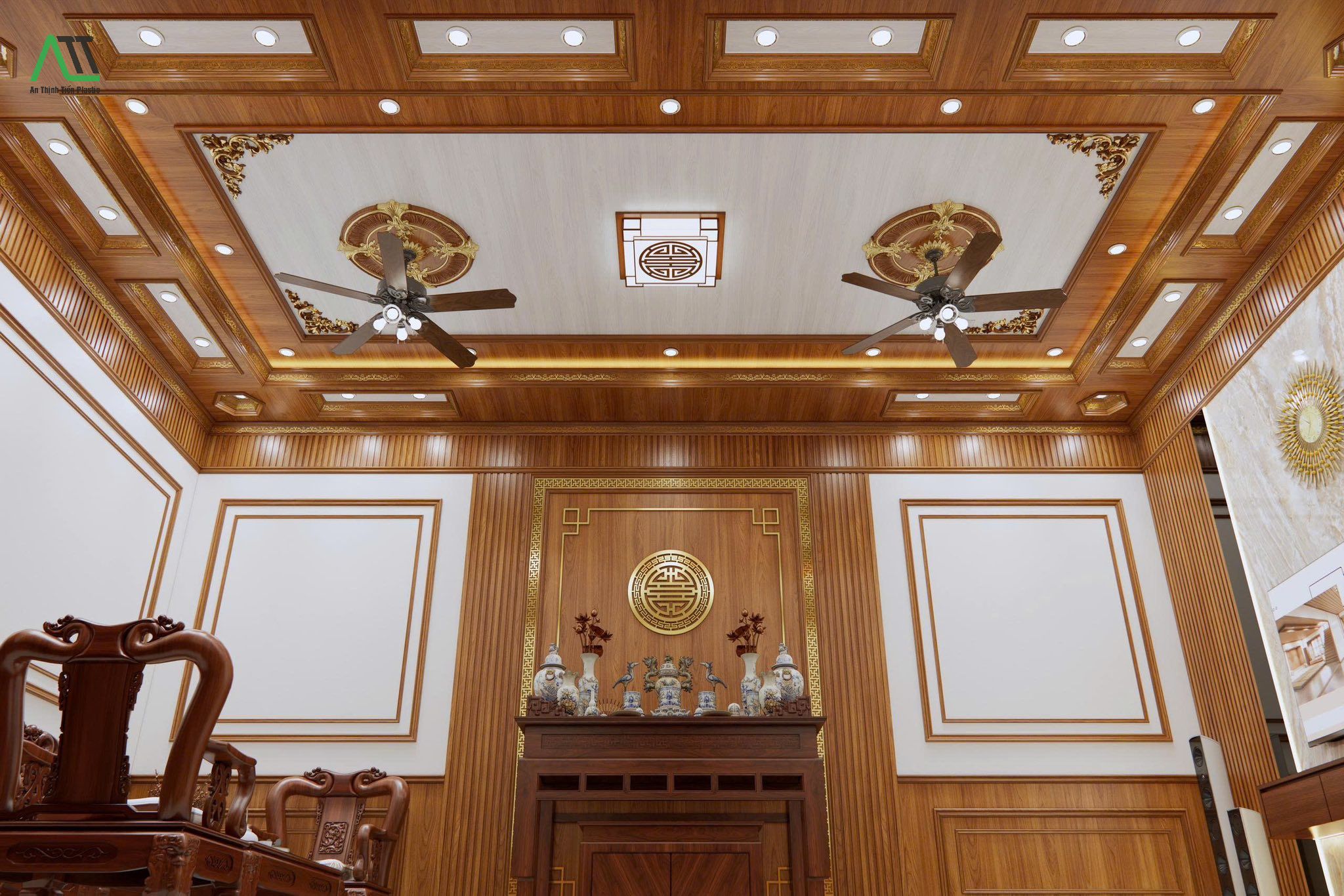 mẫu tấm ốp trần phòng khách