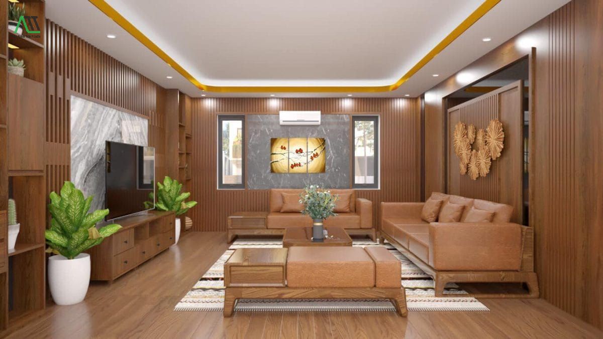 mẫu tấm ốp trần phòng khách