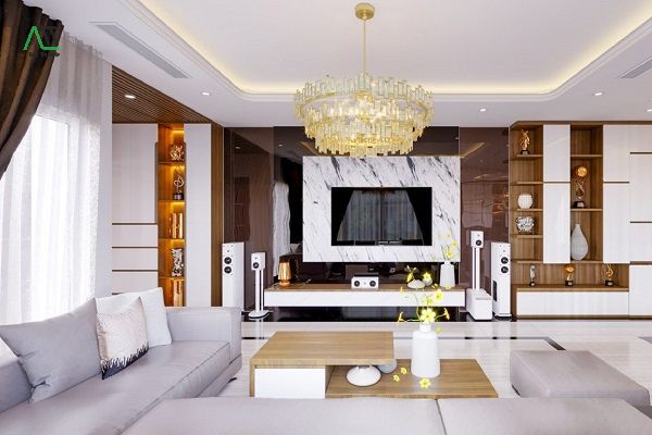 mẫu tấm ốp trần phòng khách