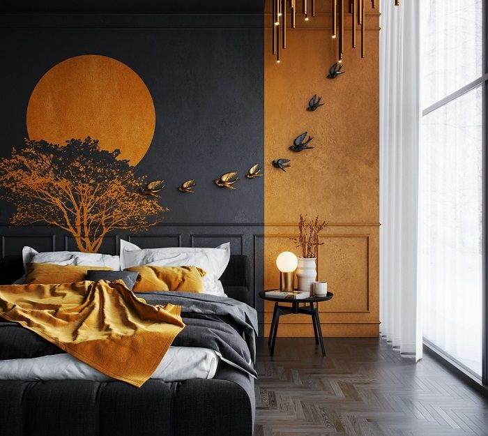 Kết hợp vàng đất với màu tương phản