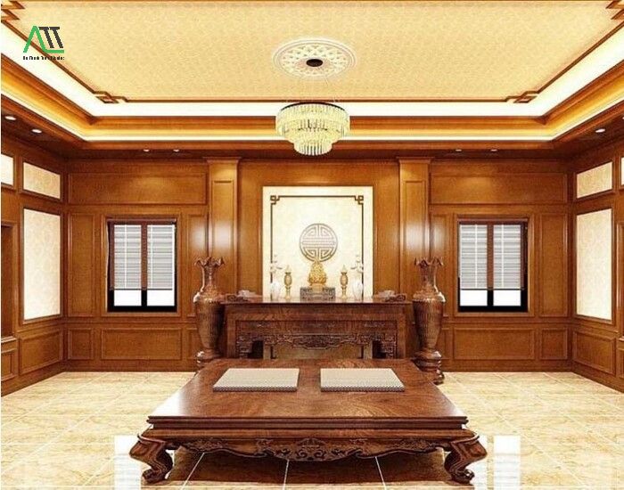 ốp nhựa phòng thờ giả gỗ