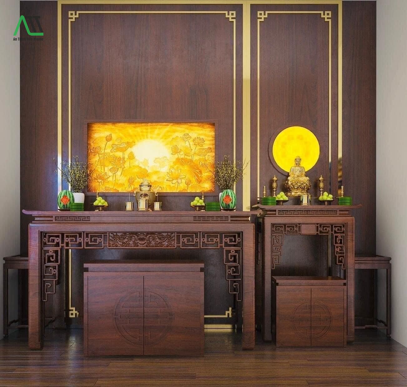 ốp nhựa phòng thờ giả gỗ