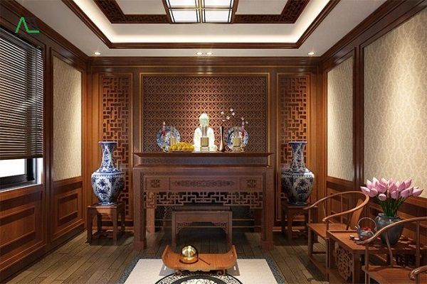 ốp nhựa phòng thờ giả gỗ