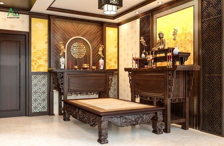 ốp nhựa phòng thờ giả gỗ