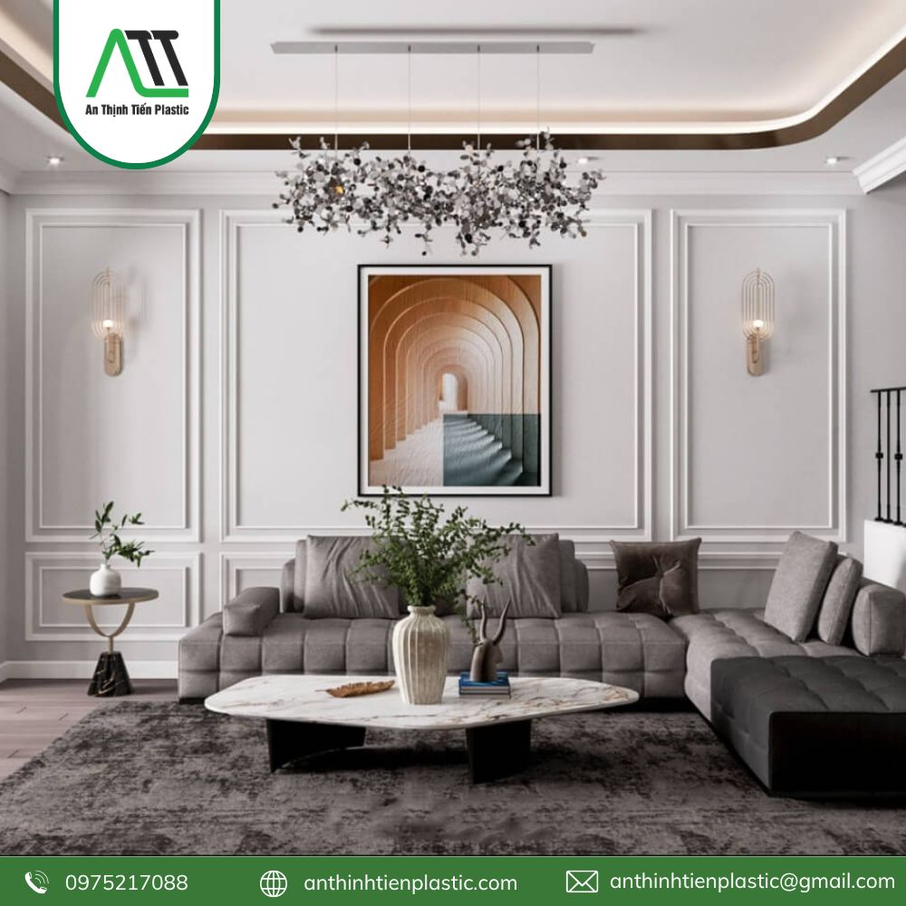 phào chỉ tường phòng khách