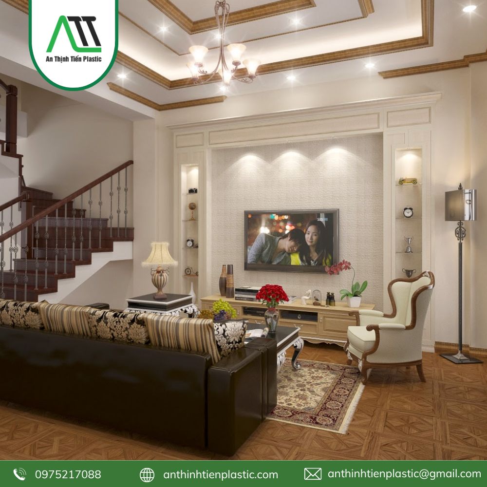 phào chỉ tường phòng khách