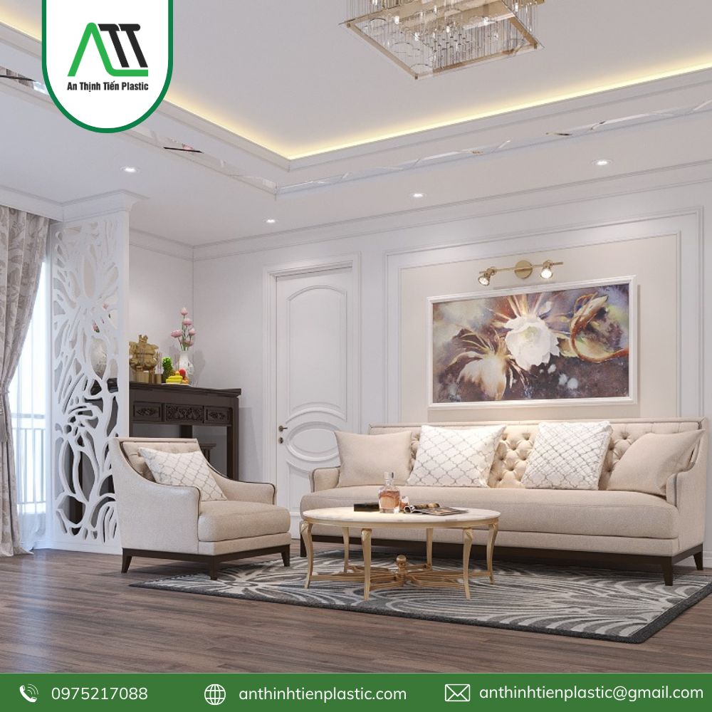 phào chỉ tường phòng khách