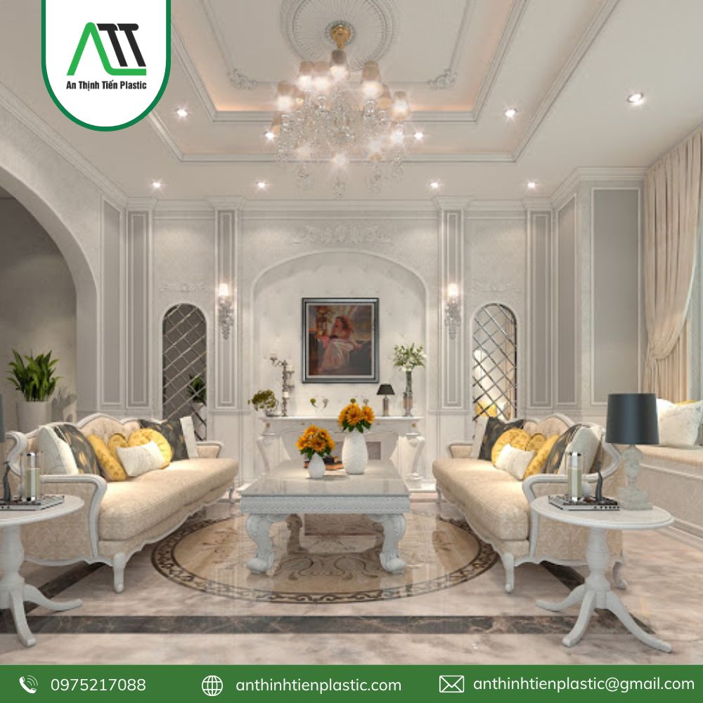 phào chỉ tường phòng khách