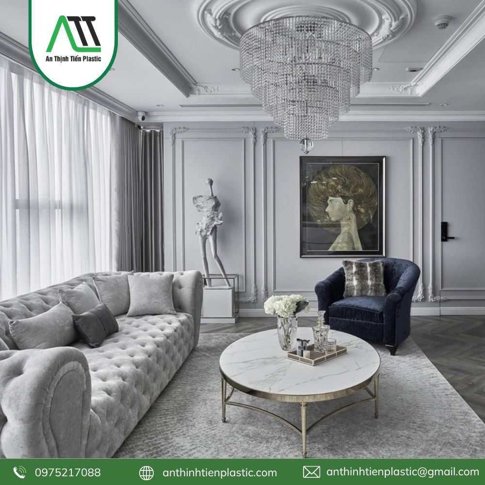 phào chỉ tường phòng khách