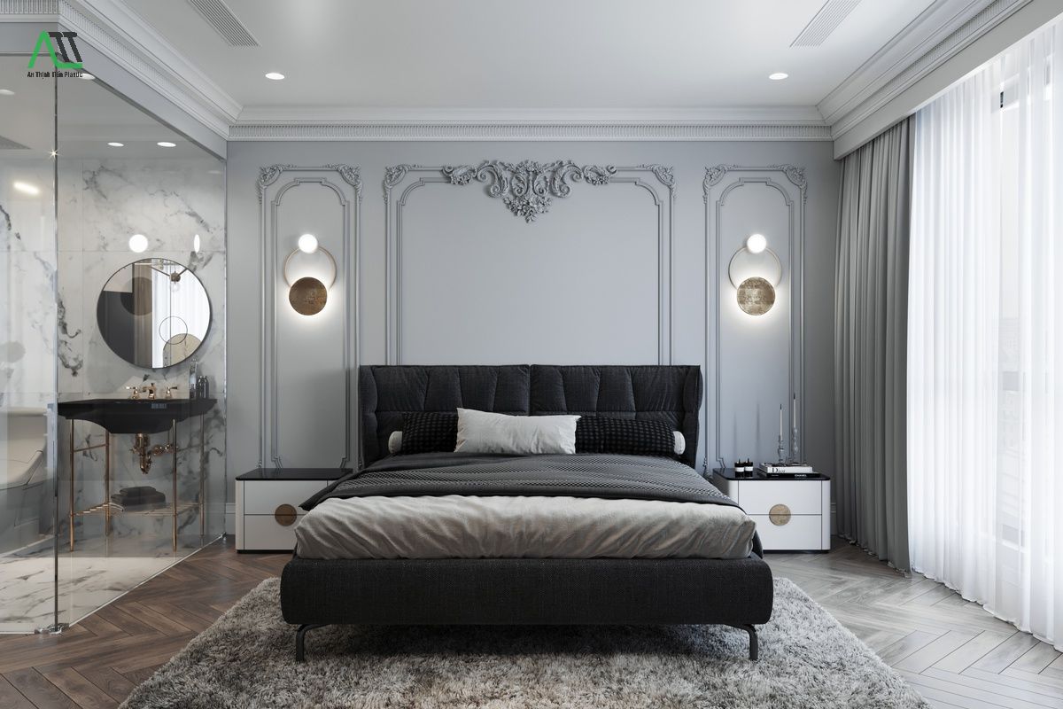 phào chỉ tường phòng ngủ