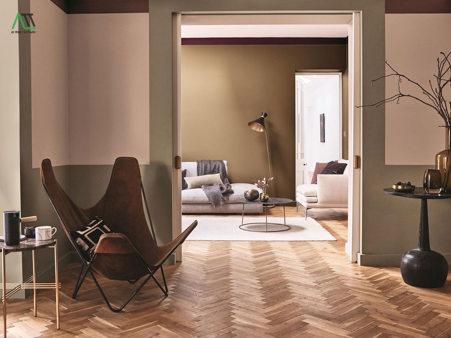 sàn gỗ sơn tường màu gì