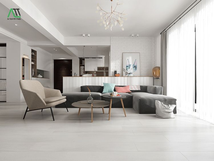 sàn nhựa giả gỗ màu trắng