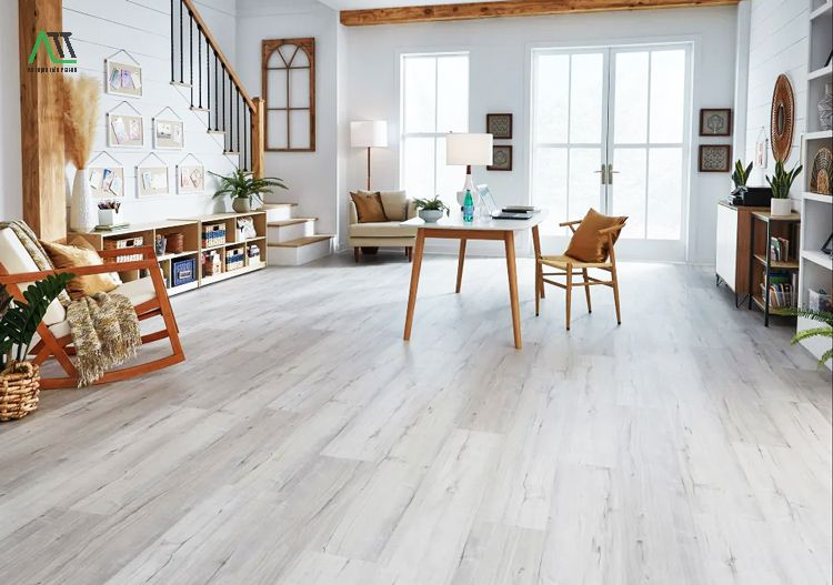 sàn nhựa giả gỗ màu trắng