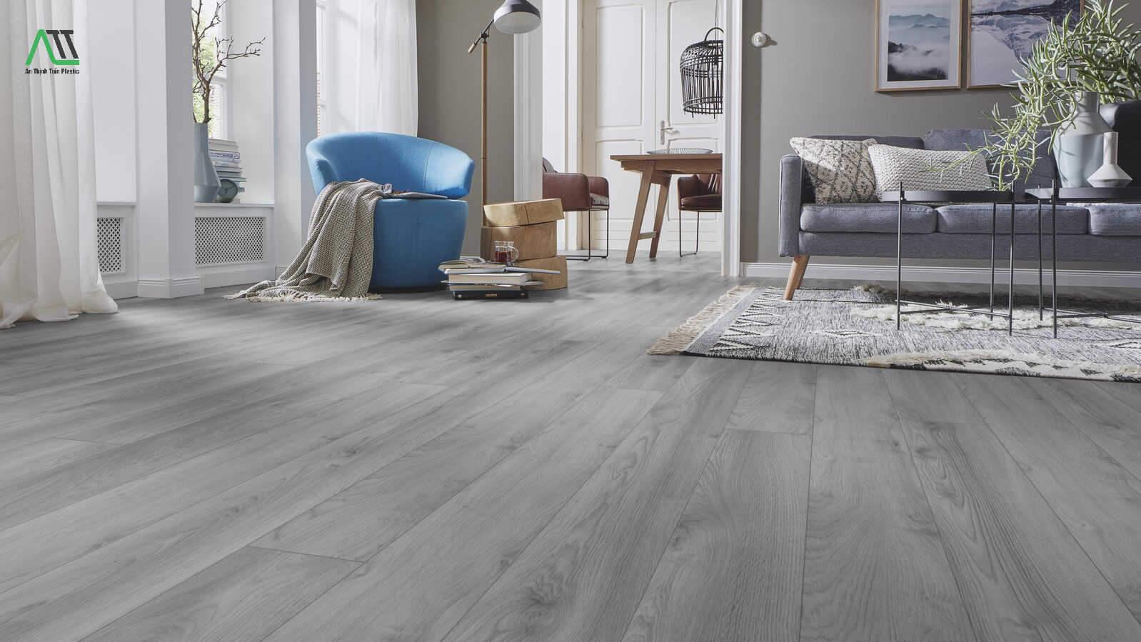 sàn nhựa giả gỗ màu xám