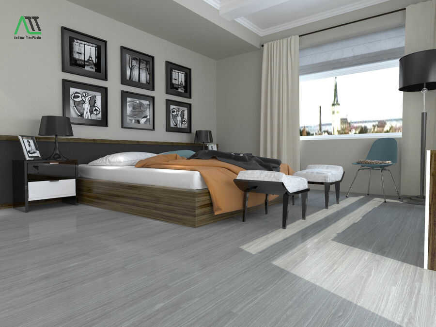 sàn nhựa giả gỗ màu xám