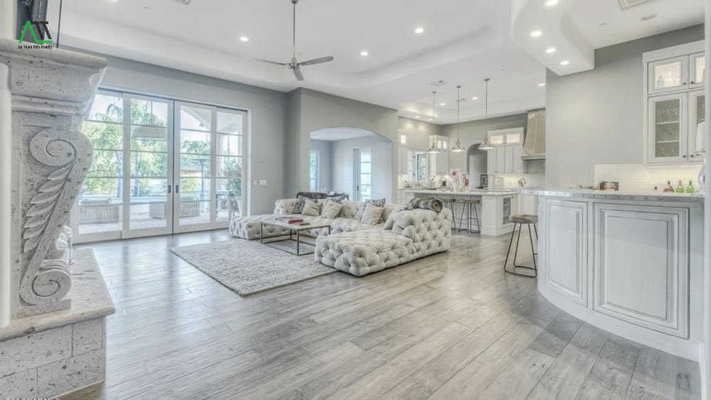 sàn nhựa giả gỗ màu xám