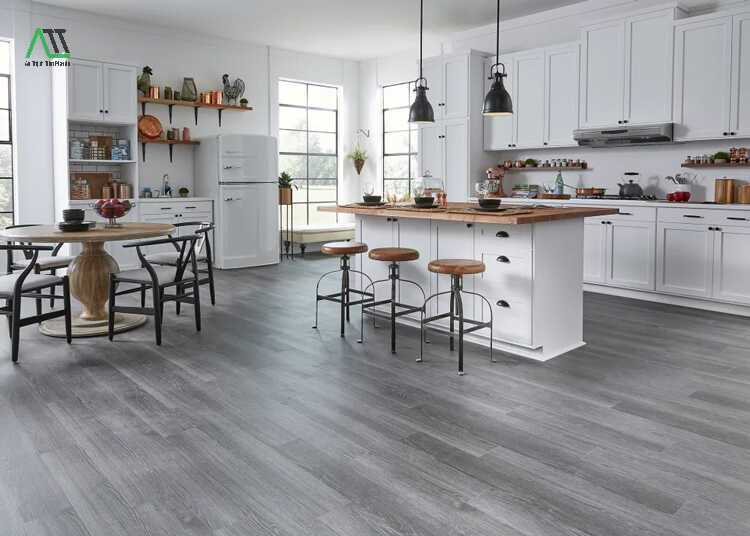 sàn nhựa giả gỗ màu xám