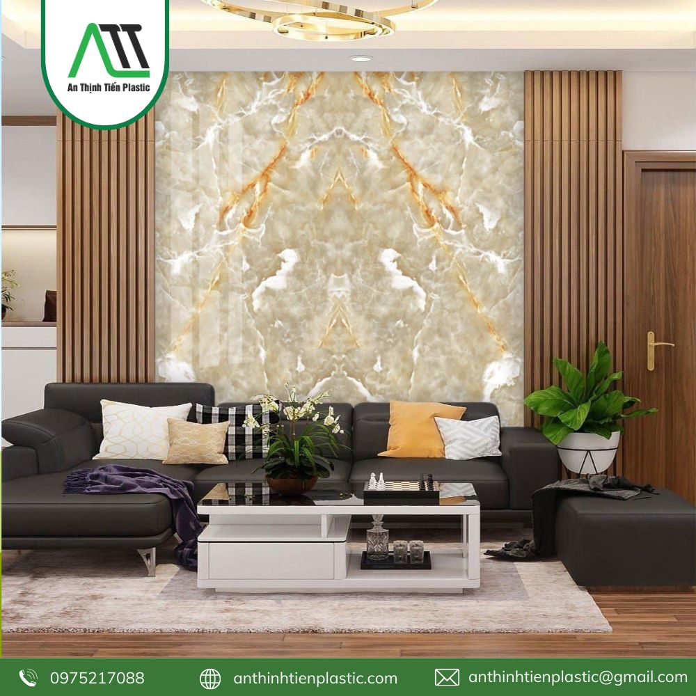 tấm ốp pvc vân đá dát vàng