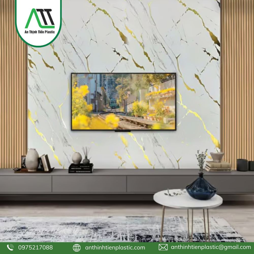 tấm ốp pvc vân đá dát vàng