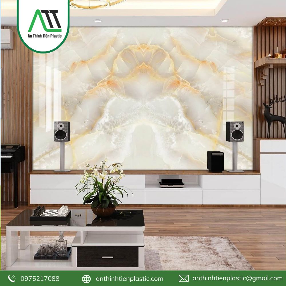 tấm ốp pvc vân đá dát vàng