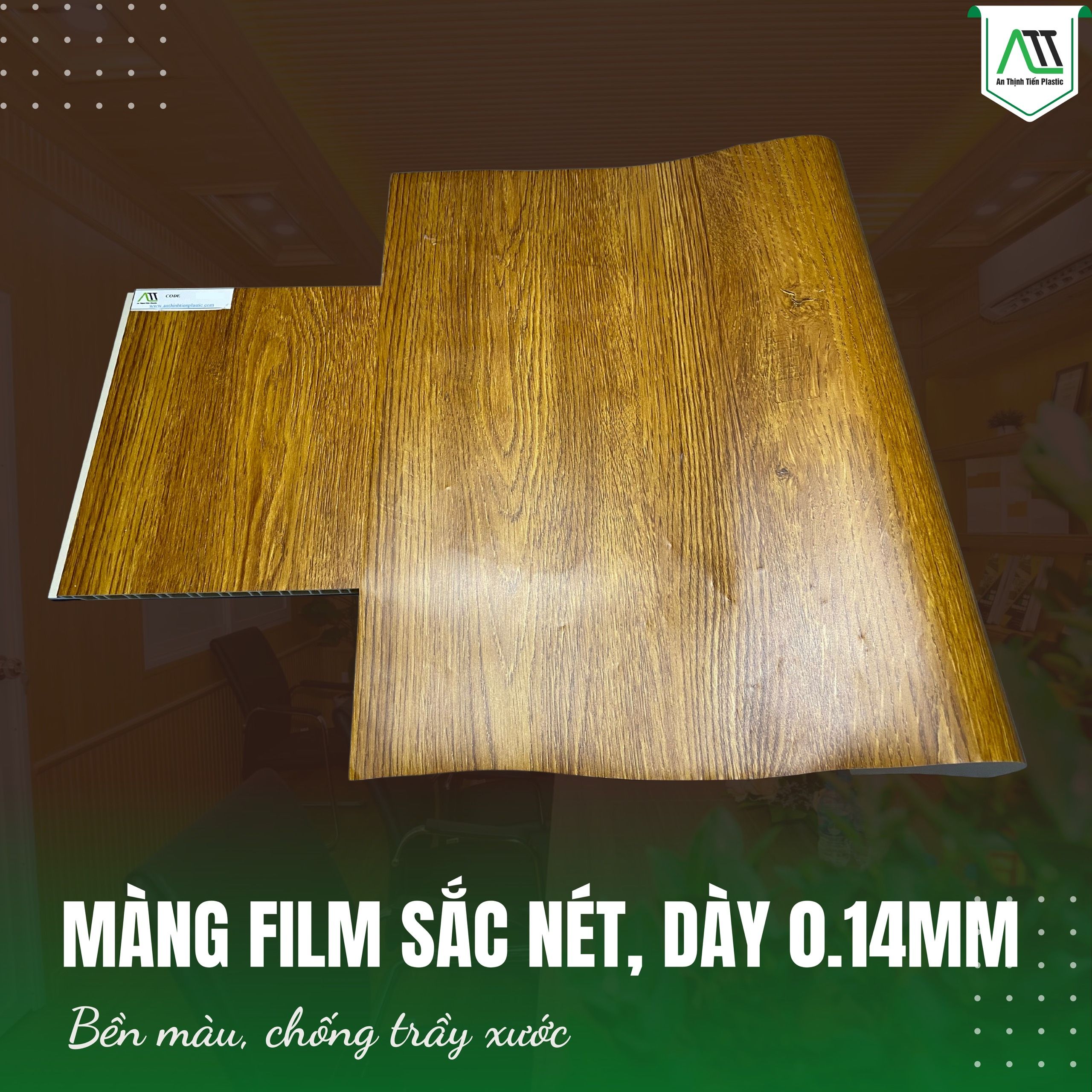 Tính năng ưu việt của tấm nhựa ốp tường màu vàng gỗ thương hiệu An Thịnh Tiến