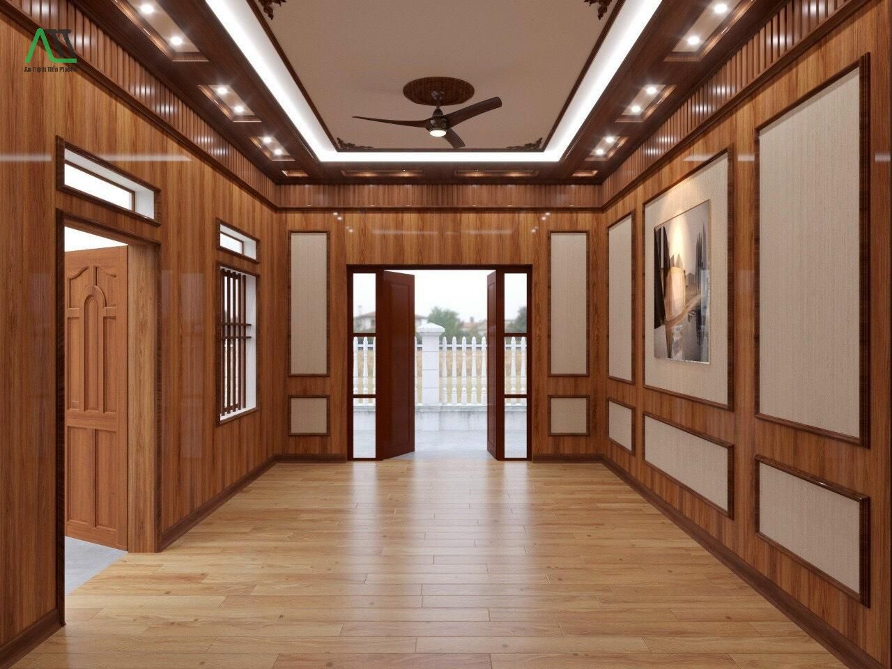 thi công tấm ốp giả gỗ