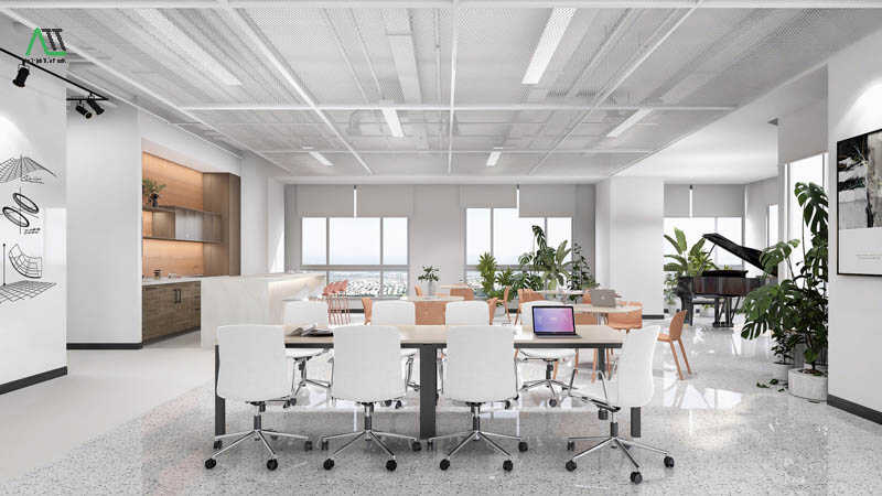 thiết kế nội thất văn phòng phong cách tối giản