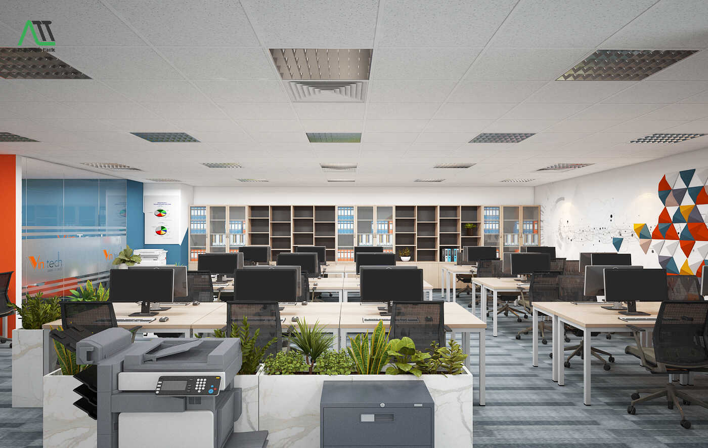 thiết kế nội thất văn phòng phong cách tối giản