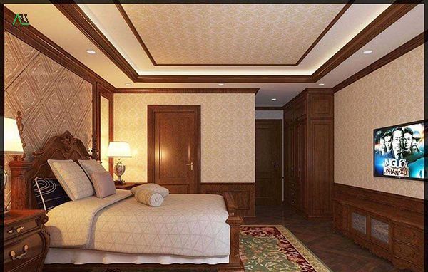 Các mẫu trần nhựa giả gỗ phòng ngủ