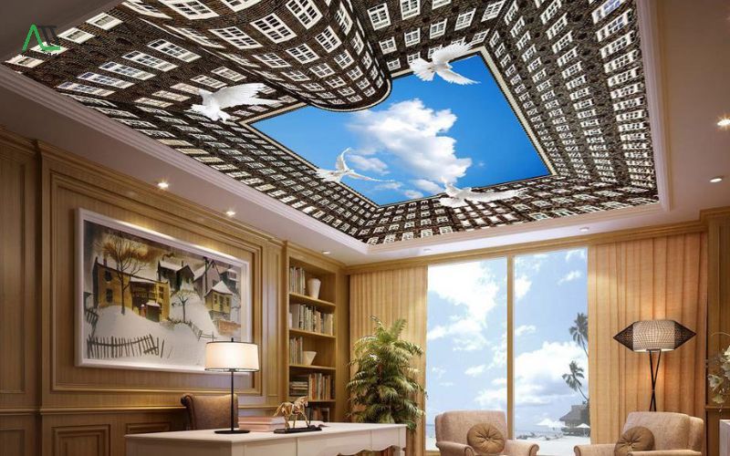 trần nhựa giả gỗ phòng ngủ