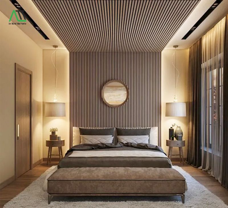 trần nhựa giả gỗ phòng ngủ