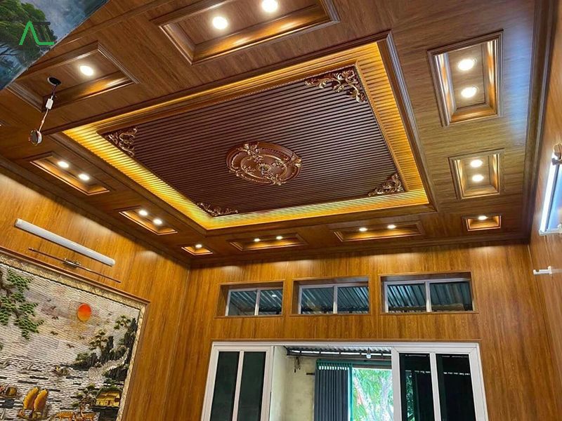 trần nhựa giả gỗ phòng ngủ