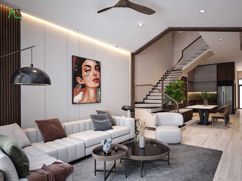 trang trí cầu thang phòng khách