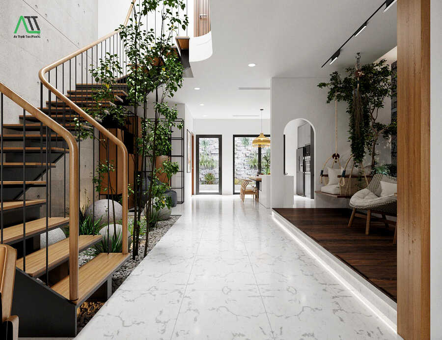trang trí cầu thang phòng khách