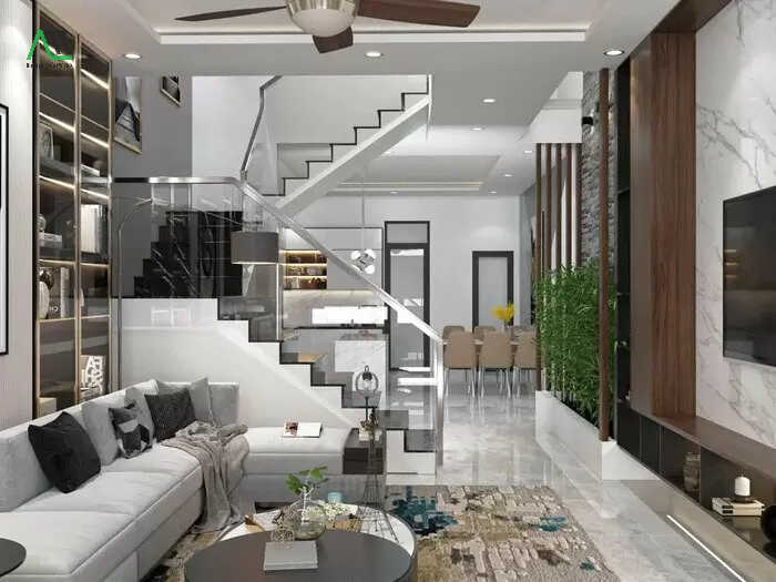 trang trí cầu thang phòng khách