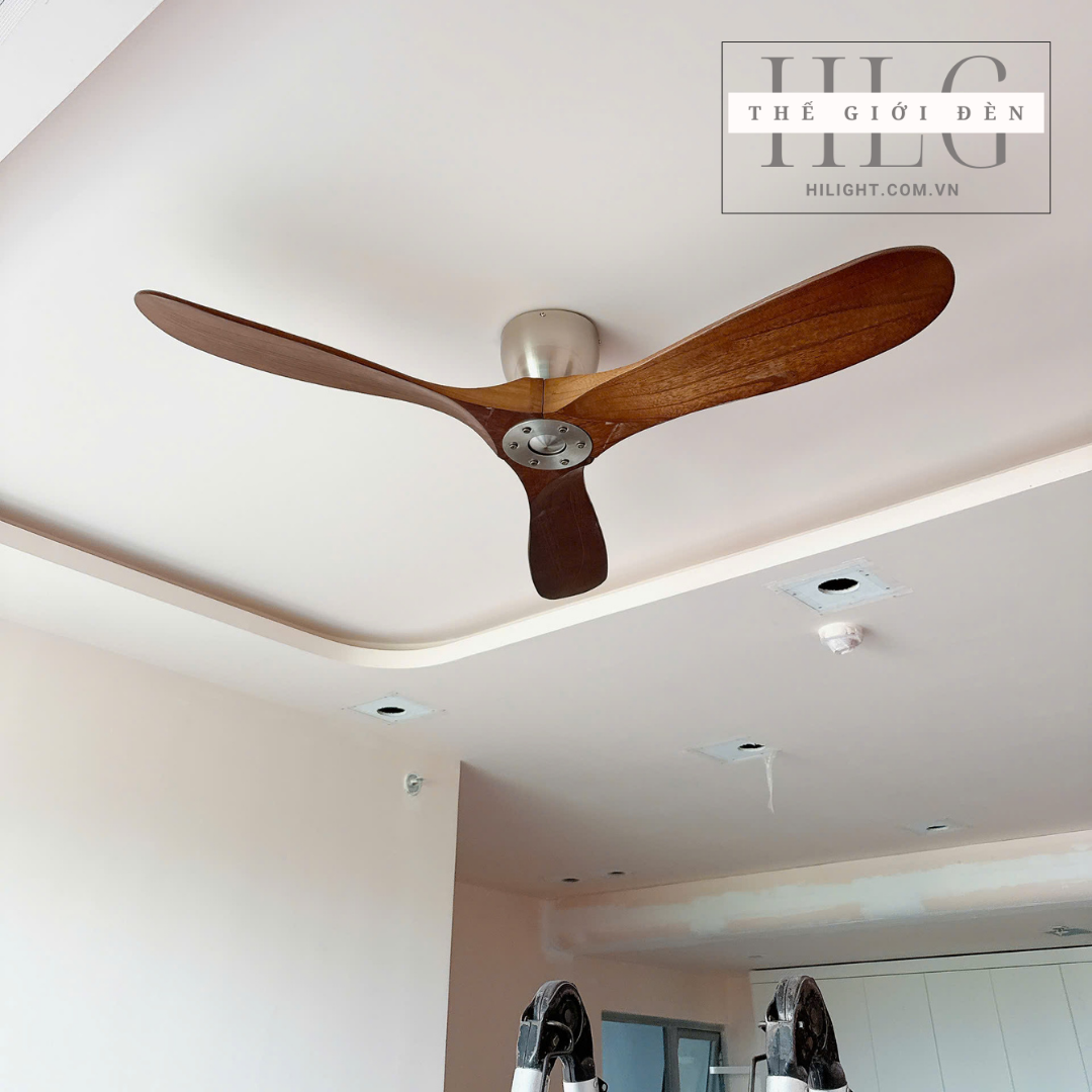 quạt trần cánh gỗ thân ngắn