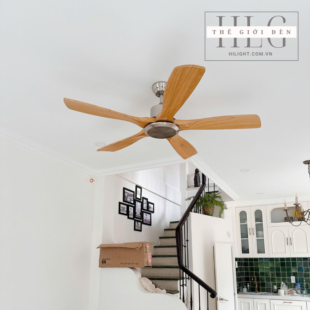 quạt trần 5 cánh gỗ tự nhiên