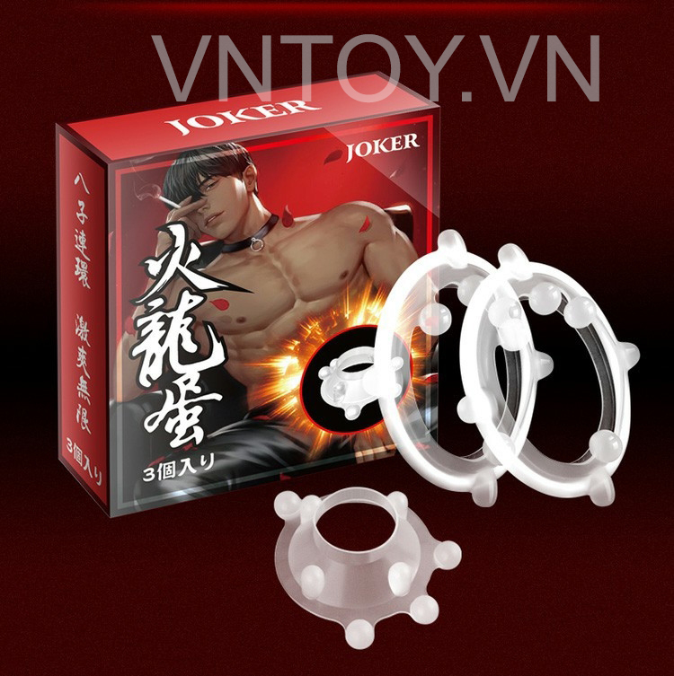 Vòng đeo dương vật gắn bi gai Joker - Hộp 3 cái