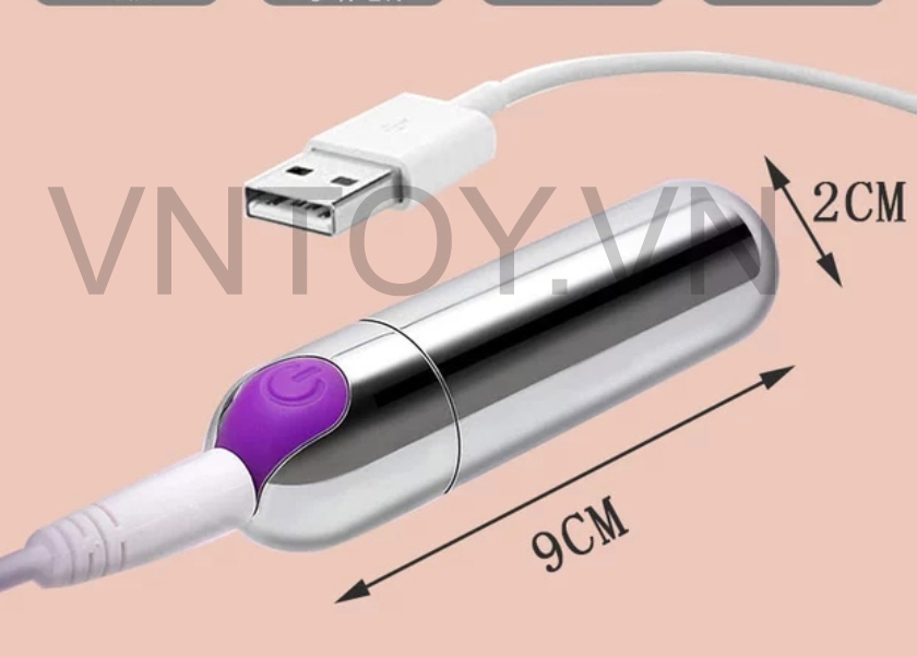 Trứng rung Inox hình viên đạn 10 chế độ sạc pin