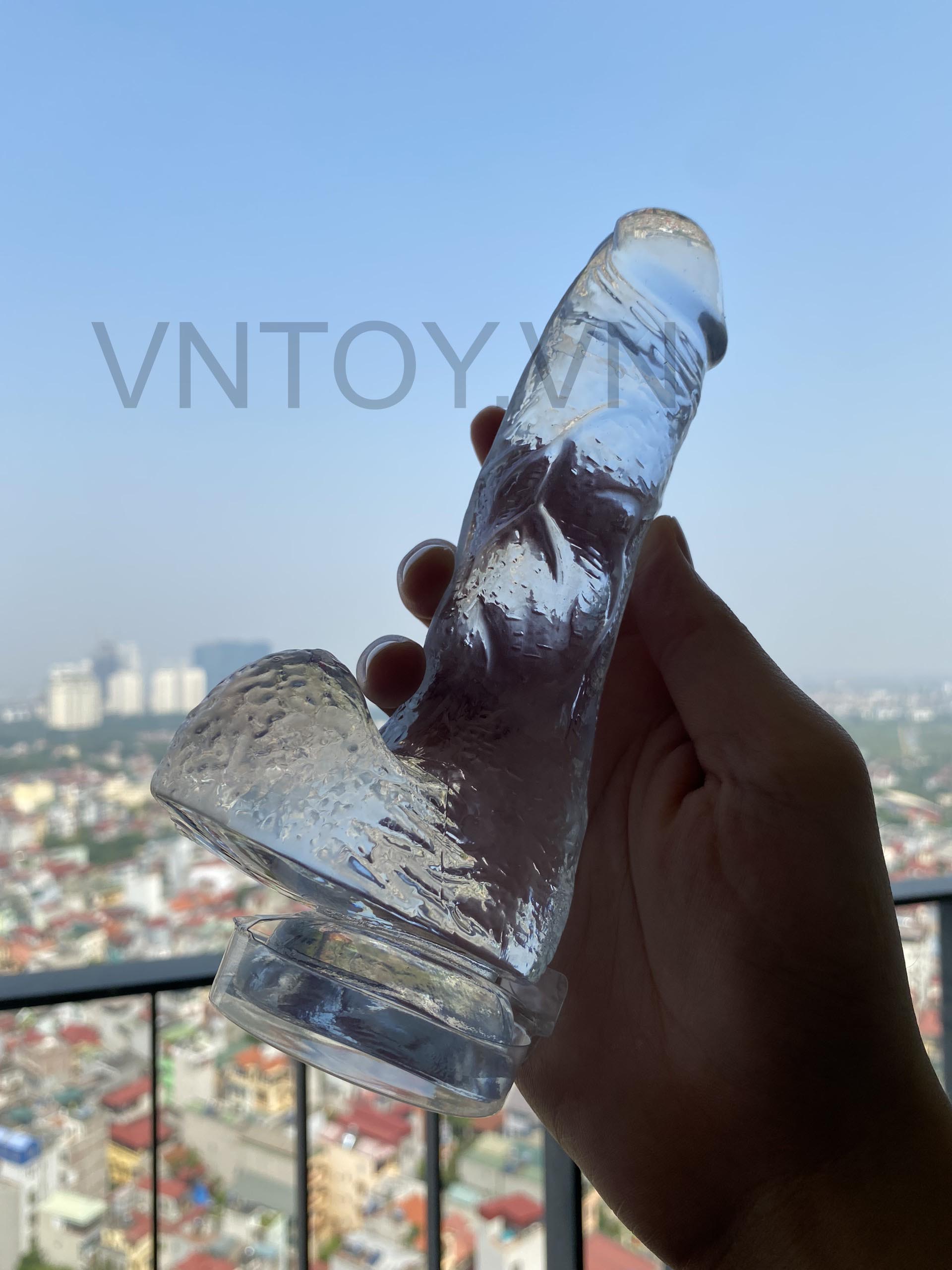 Dương vật giả trong suốt gắn tường uốn nắn