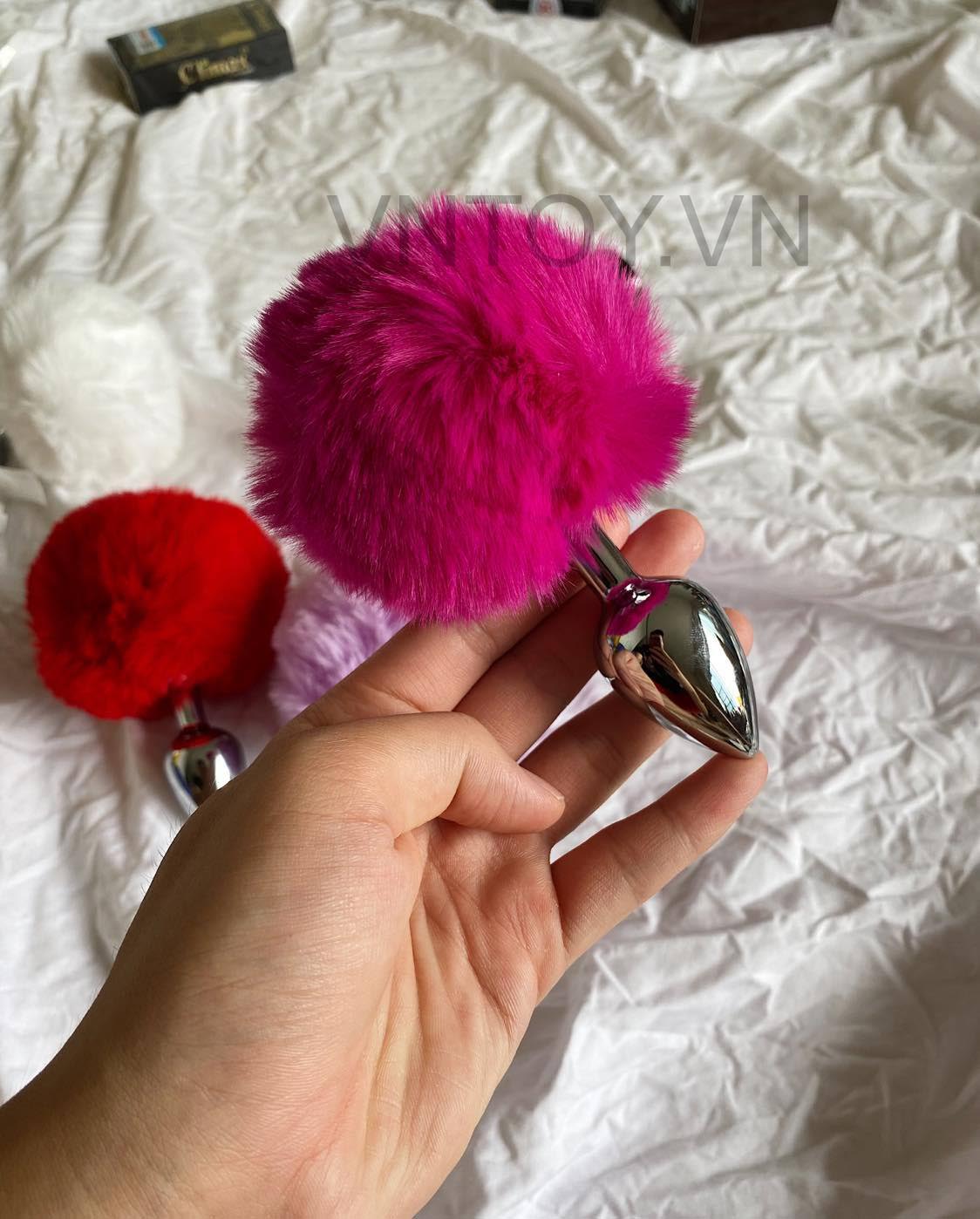 Đuôi thỏ gắn hậu môn phích cắm Inox