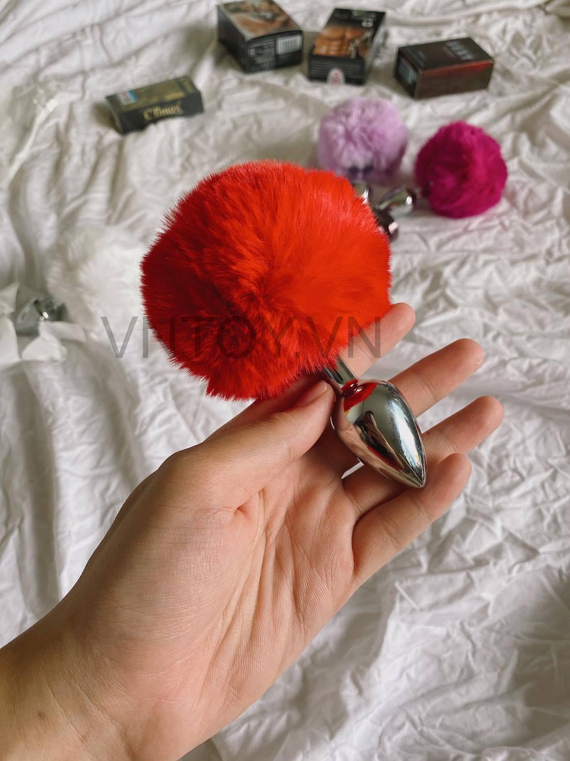 Đuôi thỏ gắn hậu môn phích cắm Inox