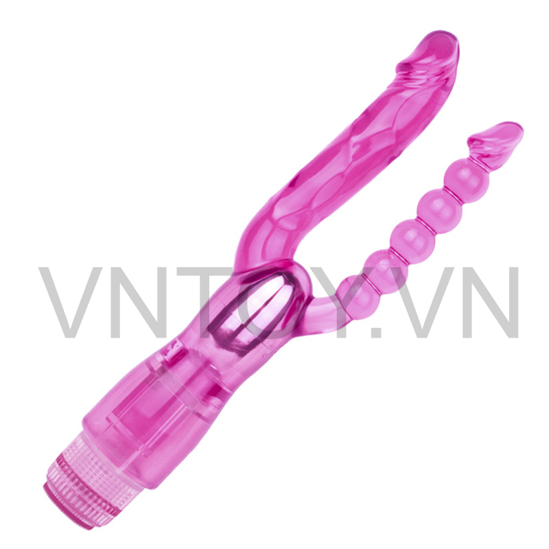 Máy rung kích thích hậu môn hai đầu dương vật và que bi Silicon