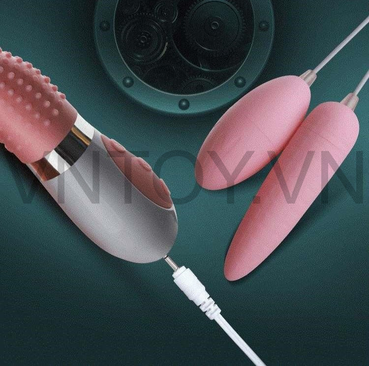 Lưỡi liếm gai kèm trứng rung 2 đầu Silicon sạc pin