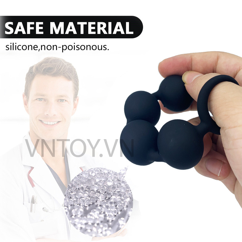 Chuỗi hạt nhét hậu môn 4 viên bi Silicon tròn đặc