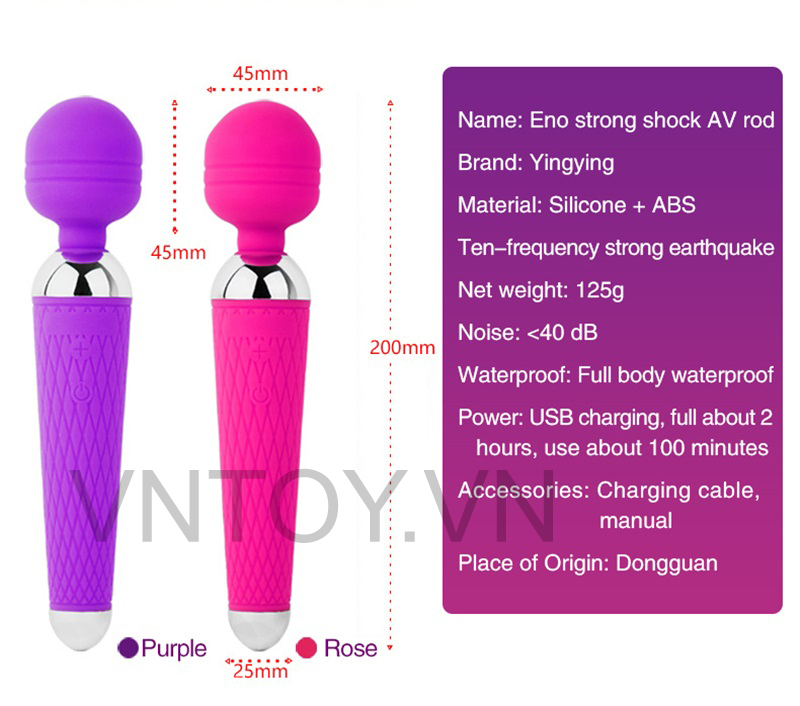 Chày rung không dây Silicon đầu xoay 360 độ sạc pin